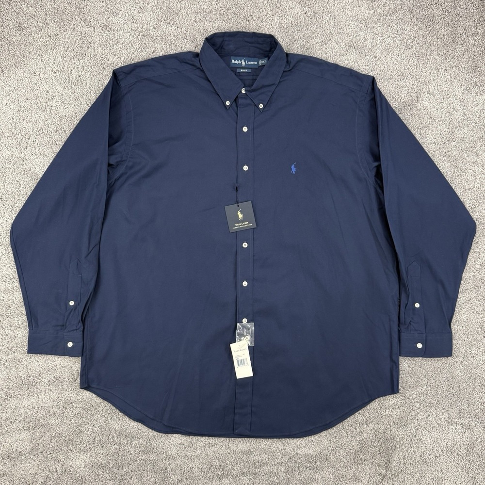 Ralph Lauren Blake Shirt Men's XXL Navy NWT Sueded Broadcloth Long Sleeve Preppy